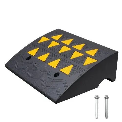 6" Rise, 15T Capacity Heavy-Duty Rubber Curb Ramp For Forklifts, Trucks, Buses, Cars, Wheelchairs & Bikes 1