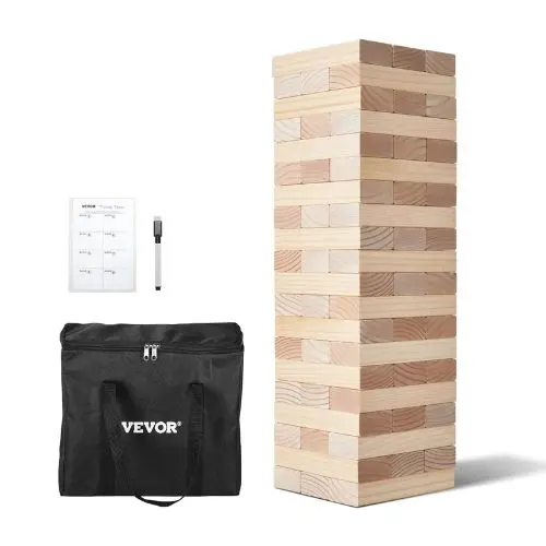 60-Block Giant Tumbling Timber Toy, Wooden Stacking Game With Carry Bag & Scoreboard, Indoor/Outdoor Fun 1