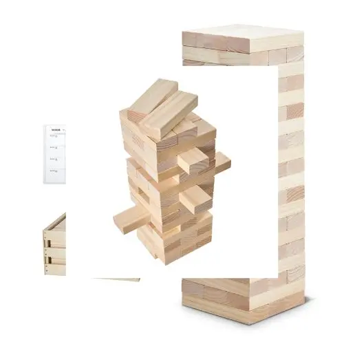 60-Block Giant Tumbling Timber Toy, Wooden Stacking Game With Storage Crate & Scoreboard, Indoor/Outdoor Fun 1