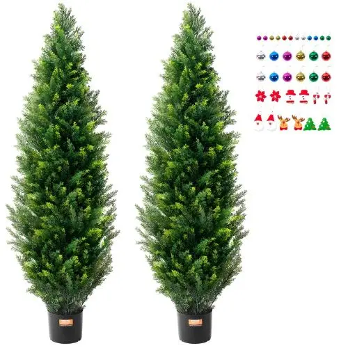 60 Inch Topiary Tree Faux Plant Uv Decor Indoor And Outdoor Artificial Cedar Sm-Bs-150 (Pack Of 5) 1