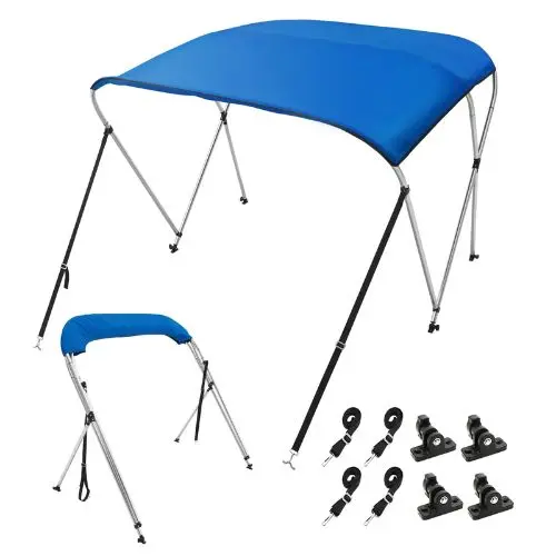 6'L X (61"-66")W X 46"H 3 Bow Boat Bimini Tops With Aluminum Alloy Frame Waterproof 1