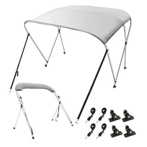 6'L X (61"-66")W X 46"H 3 Bow Boat Bimini Tops With Aluminum Alloy Frame Waterproof 1