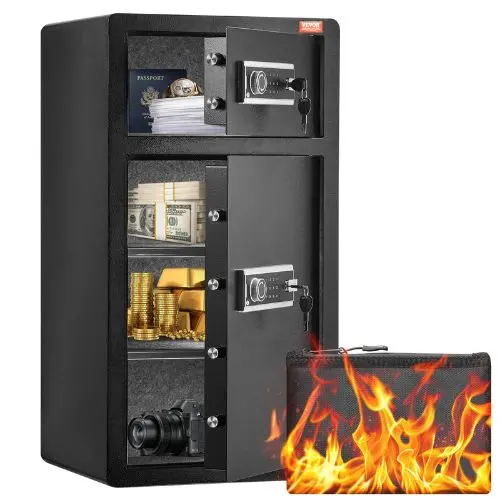 7-8.2 Cu.Ft  Double Door Key Lock Password For Cabinet Black Organize Cash Passports Jewelry Gold Watches 1