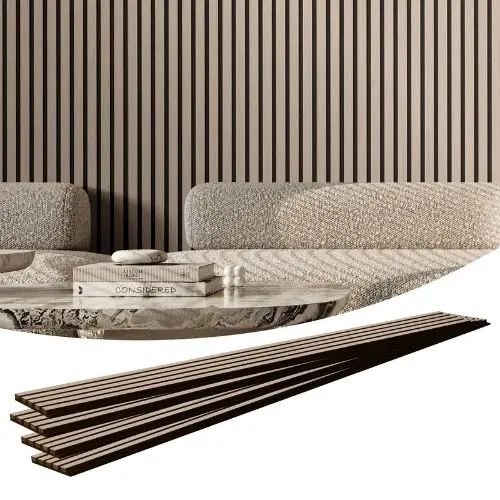 7.9 X 94.5 In Wood Slat Acoustic Panels For Modern Interior For Noise Reduction Silver Wood 1