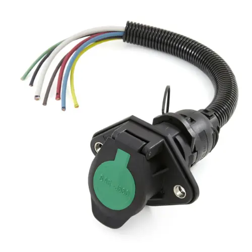 7 Way Weather Lock Abs Trailer Connector Socket With Pre Wired Blunt Cut Pigtail 501109 1