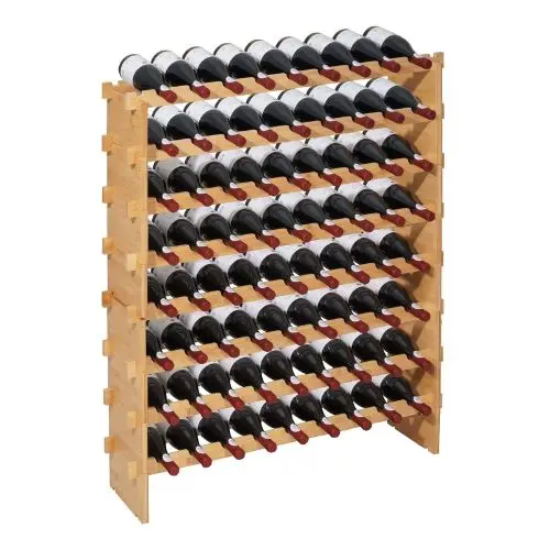 72 Bottle Stackable Modular Wine Rack With 8-Tier Rack  For Kitchen Cellar And Bar (Natural) 1