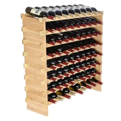 72 Bottle Wine Rack – 8-Tier Solid Bamboo Wood Storage For Kitchen & Bar – Natural Color 1