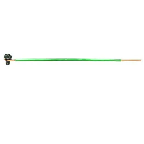 8 Inch 12 Awg Solid Wire Grounding Tail With Loop Ground Screw And Stripped End 30-3392 1