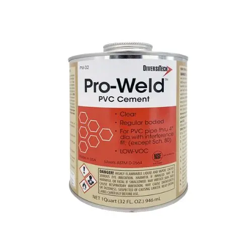 8 Oz 1/2 Pint Clear Pvc Bonding Cement With Brush Applicator Clear Pw-8 1