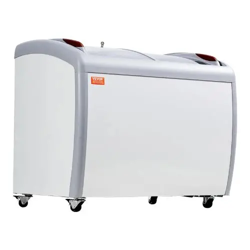 9.3 Cu.Ft Commercial Ice Cream Display Freezer, Glass Top Chest Freezer With Sliding Doors, Mobile Gelato Cabinet, White 2