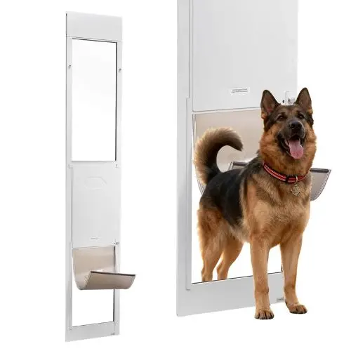 91 To 96 In Dog Door For Sliding Glass Door Adjustable Height  With Metal Rotating Hinges For Renters 1