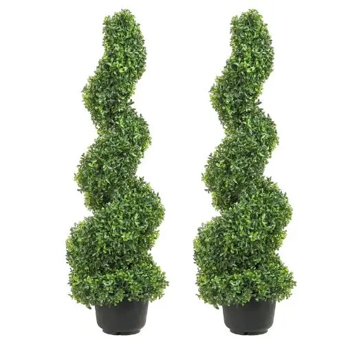 91Cm Artificial Boxwood Tower Topiary Spiral Artificial Plant For Replacement Leaves 1