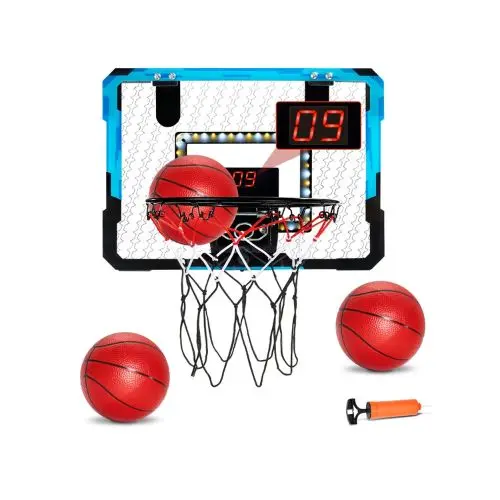 Ages 3+ Mini Kids Basketball Hoop With Electronic Scoreboard, Led Lights & Music, Over-The-Door Toy For Kids 1