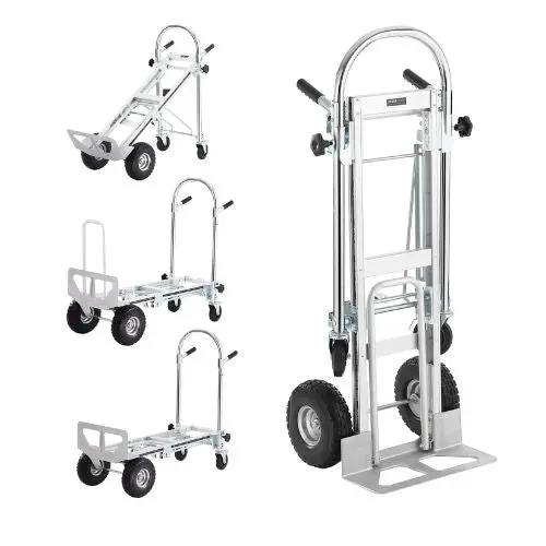 Aluminum Folding Hand Truck 4 In 1 Design 1000 Lbs Capacity Heavy Duty Industrial Collapsible Cart Dolly Cart With Rubber Wheels For Transport 1