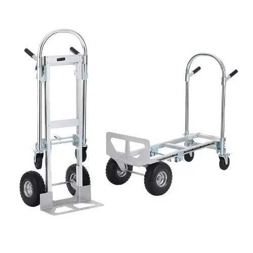 Aluminum Folding Hand Truck Heavy Duty Industrial Collapsible Cart Dolly Cart With Rubber Wheels For Transport And Moving In Warehouse 1