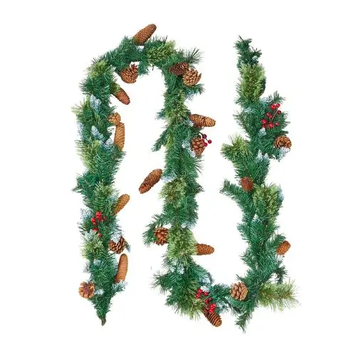 Artificial Christmas Garland With Light String Realistic Xmas Collection For Mantel And Fireplace (9Ft) 1