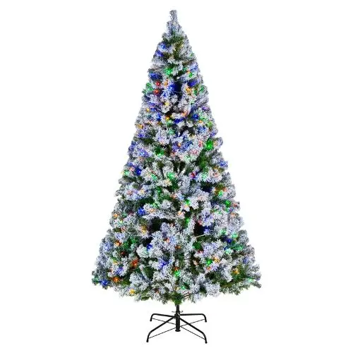 Artificial Snow Flocked Tree With 470 Colorful Led Lights (7.2Ft) 1