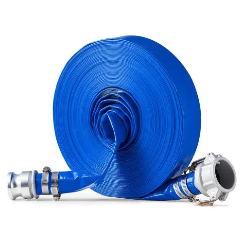 Backwash Hose - 1.5 X 100 Ft Blue Pvc With Clamps & Camlock Aluminum Fittings | For Sewage Treatment Water Transport & Agricultural Use 1