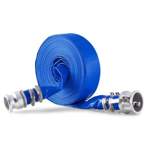 Backwash Hose - 1.5 X 50 Ft Blue Pvc With Clamps & Camlock Aluminum Fittings | For Sewage Treatment Water Transport & Agricultural Use 1