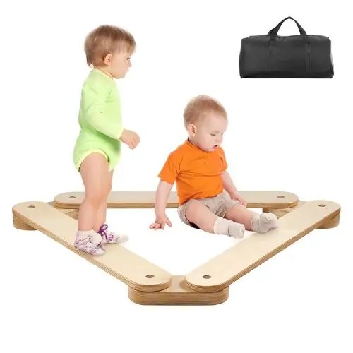 Balance Beam Stepping Stones 3 Pcs Wooden Boards, Montessori Toy For Kids 2-6 Indoor/Outdoor Gymnastics Course 1