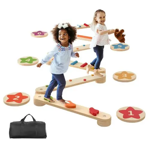 Balance Beam Stepping Stones – 6 Pcs Wooden Toddler Balance Set For Kids 1