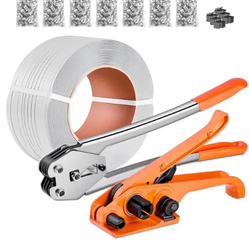 Banding Strapping Kit Heavy Duty Banding Sealer Tool 1000 Metal Seals Plastic Pallet Packaging Strapping Kit 1