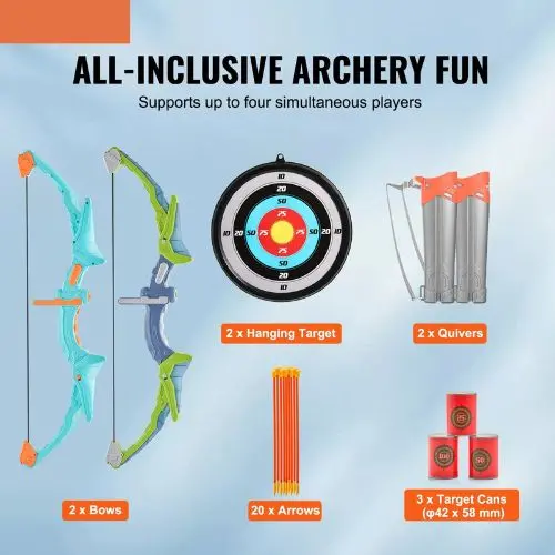 Bow And Arrow Set For Kids 2 Pack Led Archery Set With 20 Arrows 2 Targets Outdoor Toy For 6+ Year Olds 1