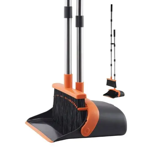 Broom & Dustpan Set With Self-Cleaning Teeth Long-Handle Upright Dustpan For Home Restaurant Office 1