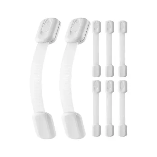 Child Safety Strap Locks Adjustable Baby Proof Cabinet Locks With 3M Adhesive No Drilling Required (Pack Of 8) 1