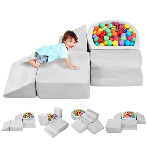 Climbing Toys 5-Piece Foam Set For Toddlers 6 Months To 3 Years Indoor Climb And Crawl Playset With Ball Pit (Balls Not Included) 1