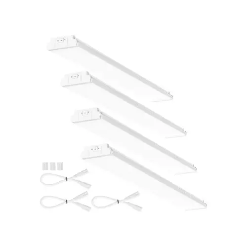 Commercial High Brightness Flush Mount 4 Foot Led Utility Wrap Light, 5500Lm Daylight Ceiling Fixture 4 Pack 1