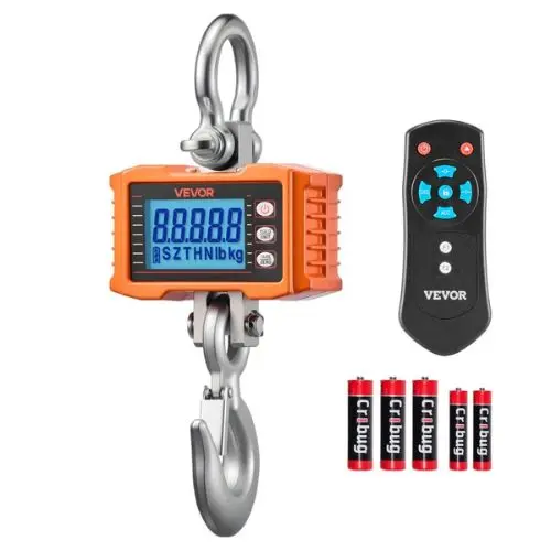 Digital Crane Scale 4400 Lbs/2000 Kg Max Capacity Heavy Duty Industrial Hanging Scale With Cast Aluminum Case & Lcd Display 1