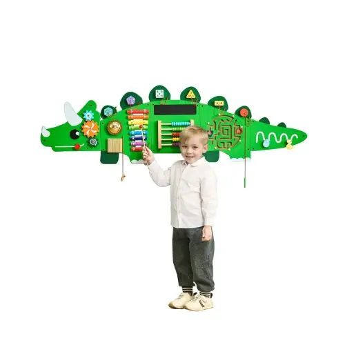 Dinosaur Activity Wall Panel 11 Montessori Sensory Toys For Kids 3-12 Ideal For Toddler Playroom Or Classroom 1