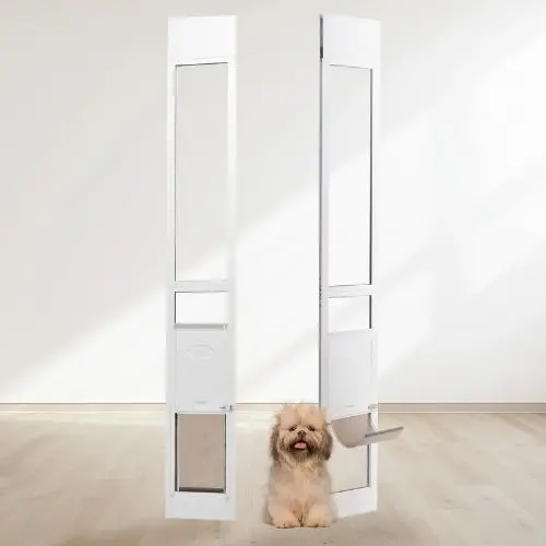 Dog Door For Sliding Glass Doorwith Hinge Structure Flap And Lock For Small-Sized Dogs 1