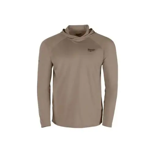 Durable Lightweight Sun Protection Hooded Work Shirt Brown M550n-L 1