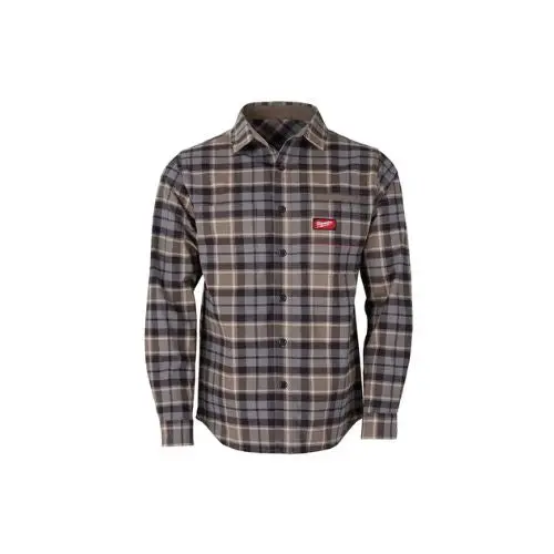 Durable Long Sleeve Work Flannel Shirt For Men Grey M551g-2X 1