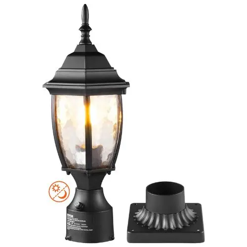 Dusk To Dawn Outdoor Post Light 15.75 In Waterproof Lamp Post Fixture With Glass Shade For Patio Garden 1
