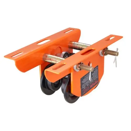 Electric Hoist Manual Trolley Push Beam Trolley With Dual Wheels 2.36"-4.72" Adjustable Flange Width For Straight Curved I Beam 1