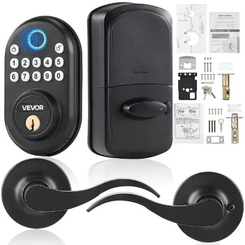 Electronic Fingerprint Door Lock With Keypad, Lever Handle & Backup Key 1