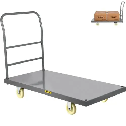 Flatbed Utility Cart Supports Up To 2000 Lbs Sturdy Steel Construction  Ideal For Transporting Luggage 1