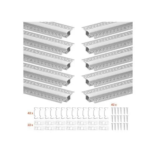 Flush Mount Trimless 2M Led Strip Aluminum Channel For Seamless Ceiling Lighting 10 Pack 1