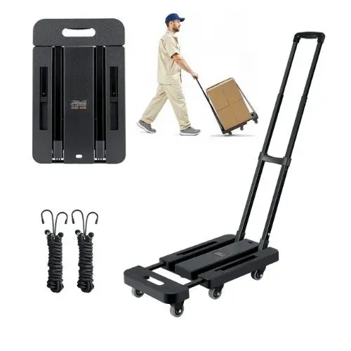 Folding Hand Truck 500 Lbs Load Capacity Collapsible Luggage Cart With 6 Wheels Utility Dolly Platform Cart For Airport Travel Luggage 1