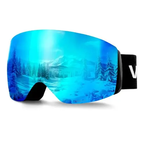 Frameless Ski Goggles With Blue Revo Spherical Lens Otg Anti-Fog For Men, Women & Youth 1
