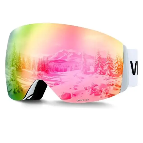 Frameless Ski Goggles With Pink Revo Spherical Lens Otg Anti-Fog For Men Women & Youth 1