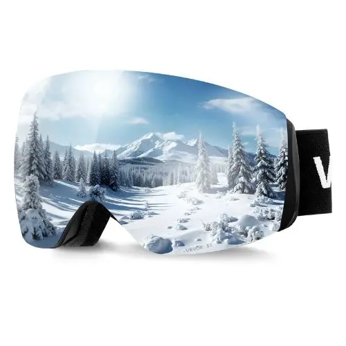 Frameless Ski Goggles With Silver Mirror Revo Spherical Lens Otg Anti-Fog For Men & Women 1