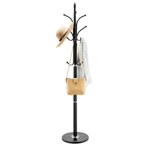 Freestanding Coat Rack With Marble Base & 6 Hooks – Modern Clothes Stand For Entryway Bedroom Office 1