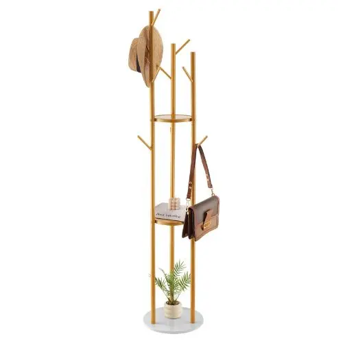 Freestanding Coat Rack With Quartz Stone Base & 9 Hooks – Modern Clothes Stand For Entryway Bedroom Office 1