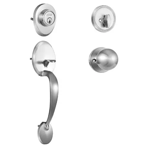 Front Door Handle And Deadbolt Lock Set With Interior Knob, Satin Nickel 1