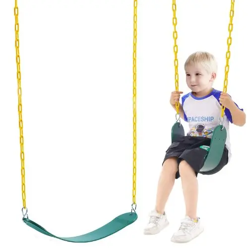 Green Swing Seats – 66" Coated Chains & Snap Hooks, 300 Lbs Capacity (2-Pack) 1