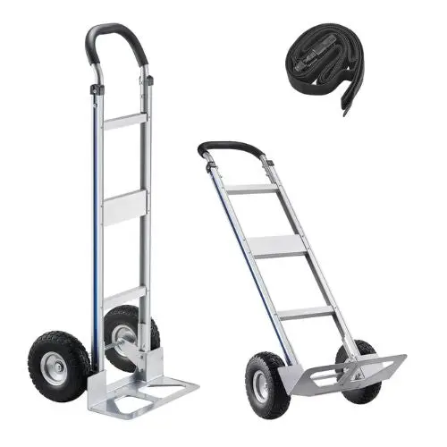 Hand Truck 500 Lbs Load Capacity Heavy-Duty Hand Truck Dolly With Non-Slip Wheels & Handle Aluminum Alloy Portable Trolley Dolly With Tie-Down Strap 1